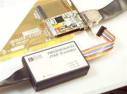 MIRAGE-510DX emulator with installed UECMX module and JTAG pod